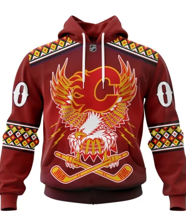 Hoodie NHL Calgary Flames, Specialized Celebrate Indigenous Culture With Specialized Wasac Night V0122 QTNHL080524A3973HD