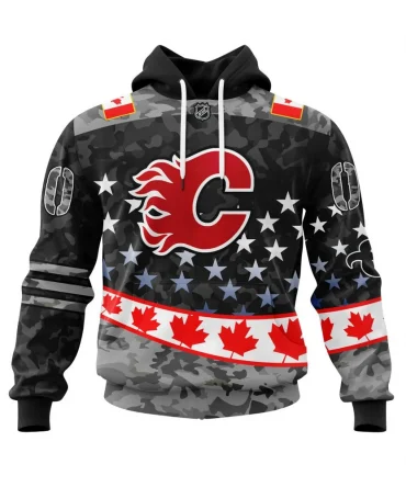 Hoodie NHL Calgary Flames, Specialized Color And Our Beloved Canadien Flag Color V0422 QTNHL080524A3978HD