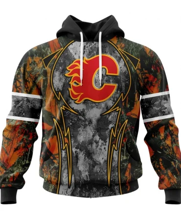 Hoodie NHL Calgary Flames, Specialized Design Wih Camo Concepts For Hungting In Forest QTNHL080524A3657HD