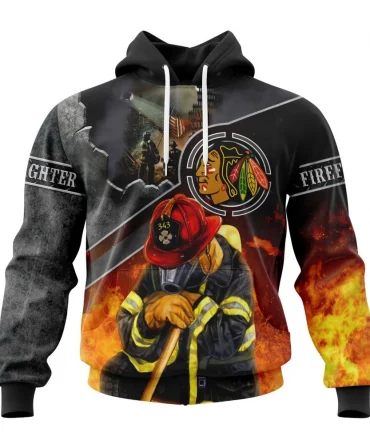 Hoodie NHL Chicago Blackhawks, Specialized Kits To Honor Firefighter In Patriot Day We Will Never Forget QTNHL080524A3734HD