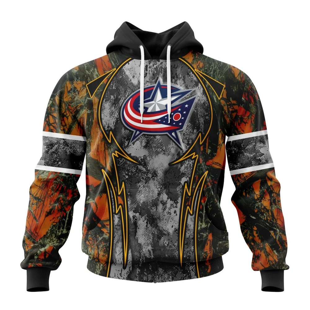 Hoodie NHL Columbus Blue Jackets, Specialized Design Wih Camo Concepts For Hungting In Forest QTNHL080524A3659HD