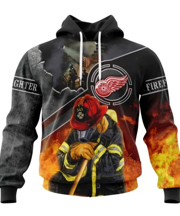 Hoodie NHL Detroit Red Wings, Specialized Kits To Honor Firefighter In Patriot Day We Will Never Forget QTNHL080524A3732HD