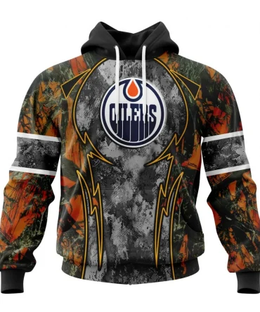 Hoodie NHL Edmonton Oilers, Specialized Design Wih Camo Concepts For Hungting In Forest QTNHL080524A3654HD