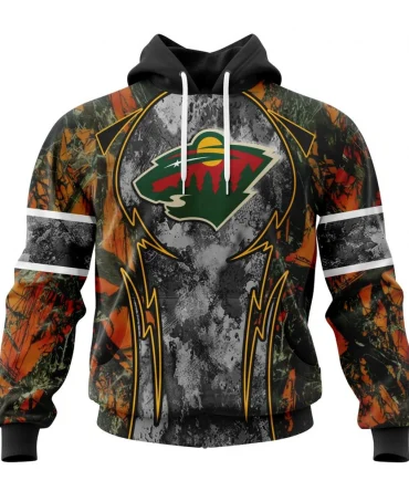 Hoodie NHL Minnesota Wild, Specialized Design Wih Camo Concepts For Hungting In Forest QTNHL080524A3650HD