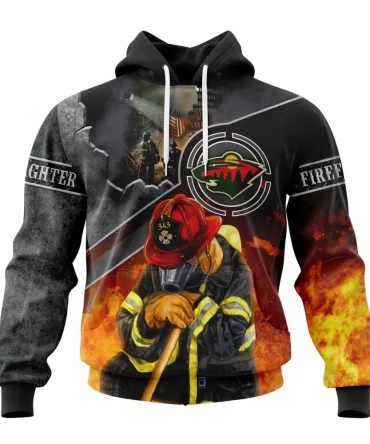 Hoodie NHL Minnesota Wild, Specialized Kits To Honor Firefighter In Patriot Day We Will Never Forget QTNHL080524A3729HD