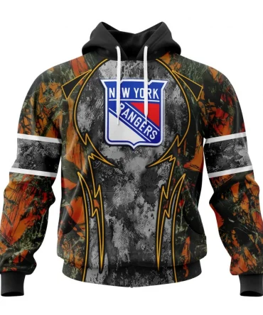 Hoodie NHL New York Rangers, Specialized Design Wih Camo Concepts For Hungting In Forest QTNHL080524A3646HD