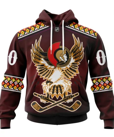 Hoodie NHL Ottawa Senators, Celebrate Indigenous Culture With Specialized Wasac Night V0122 QTNHL080524A3971HD
