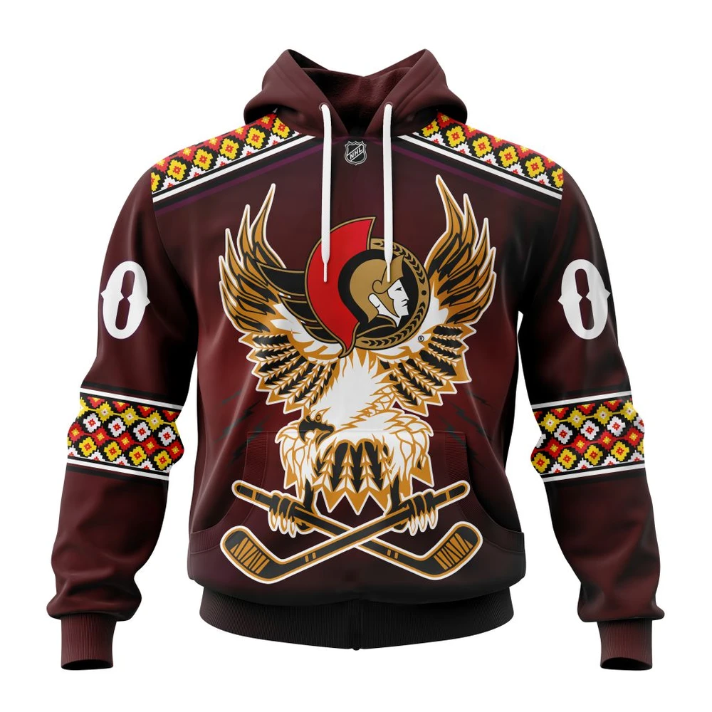 Hoodie NHL Ottawa Senators, Celebrate Indigenous Culture With Specialized Wasac Night V0122 QTNHL080524A3971HD