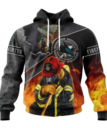 Hoodie NHL San Jose Sharks, Specialized Kits To Honor Firefighter In Patriot Day We Will Never Forget QTNHL080524A3723HD