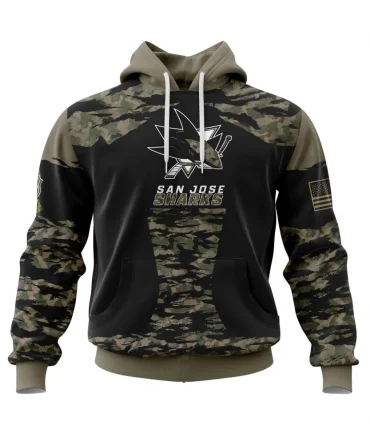 Hoodie San Jose Sharks, Honors Veterans And Military Members QTNHL080524A3862HD