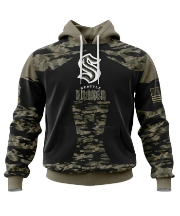 Hoodie Seattle Kraken, Honors Veterans And Military Members QTNHL080524A4091HD