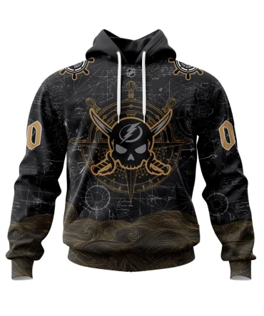 Hoodie Tampa Bay Lightning Gasparilla Pirate Fest, Personalized Name &amp; Number QTNHL080524A3909HD