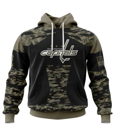 Hoodie Washington Capitals, Honors Veterans And Military Members QTNHL080524A3959HD
