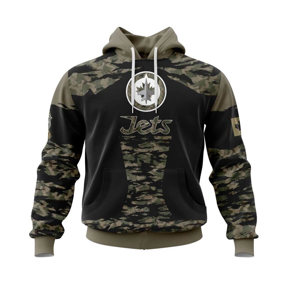 Hoodie Winnipeg Jets, Honors Veterans And Military Members QTNHL080524A3965HD