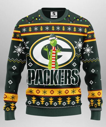 Green Bay Packers Funny Grinch Ugly Christmas Sweater, Grinch Xmas Sweater