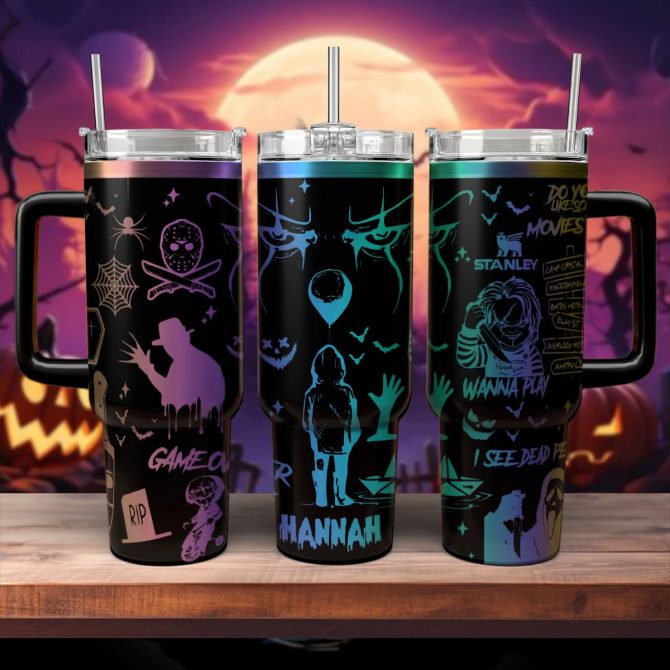 Horror Characters Movies Custom Stanley Quencher 40oz Stainless Steel Tumbler With Handle