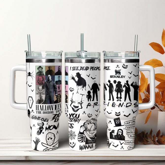 Horror Characters Movies Custom Stanley Quencher 40oz Stainless Steel Tumbler With Handle