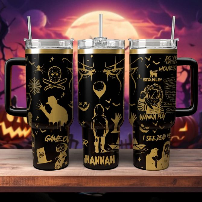 Horror Characters Movies Custom Stanley Quencher 40oz Stainless Steel Tumbler With Handle