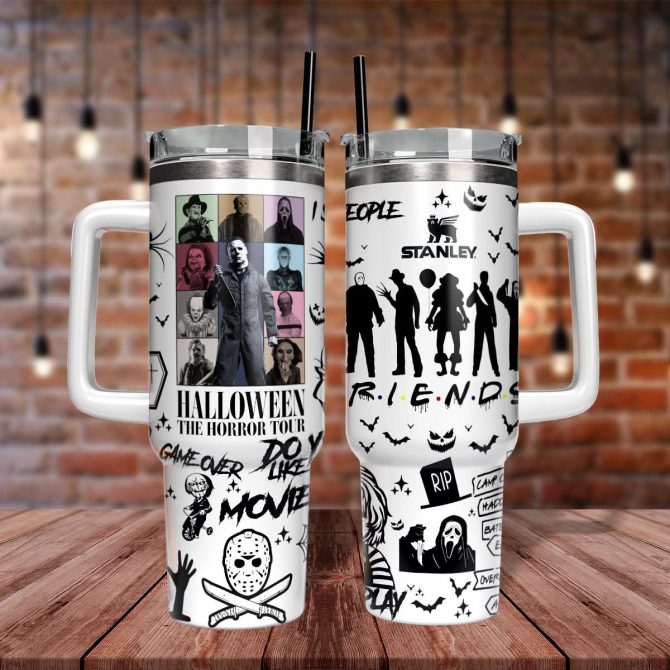 Horror Characters Movies Custom Stanley Quencher 40oz Stainless Steel Tumbler With Handle - Image 3
