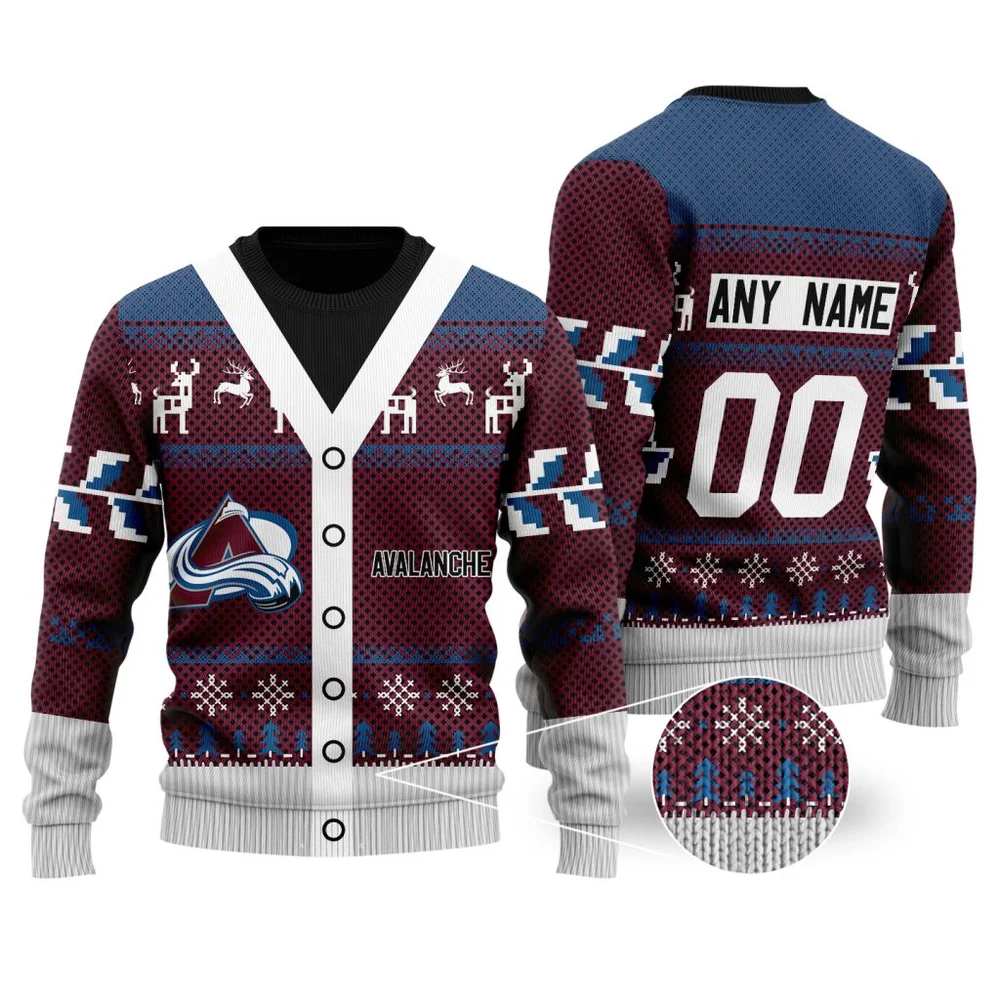 NHL Colorado Avalanche | Personalized Name & Number Unisex Sweater For Christmas Season