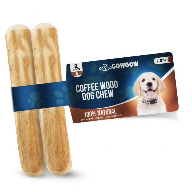 Coffee Wood Dog Chew Stick, 2 Pack Size Small, Dog Teeth Cleaning & Relieve Stress, Organic Toys