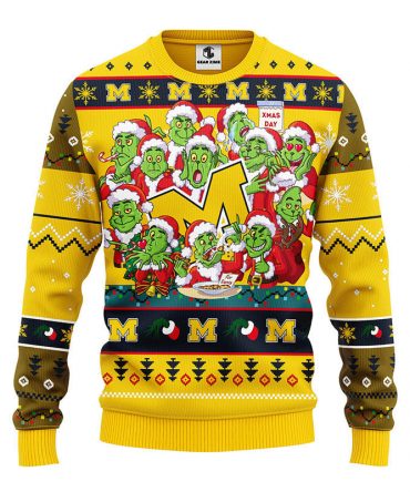 Michigan Wolverines 12 Grinch Xmas Day Ugly Christmas Sweater