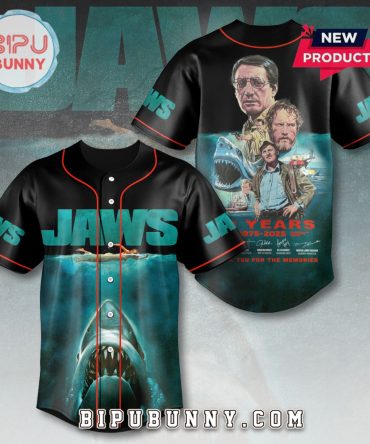 Jaws 50th Anniversary 1975 - 2025 Black Baseball Jersey