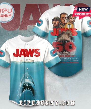 Jaws 50th Anniversary 1975 - 2025 Blue Baseball Jersey