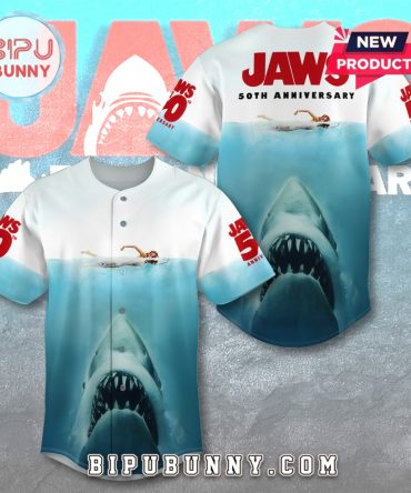 Jaws 50th Anniversary Retro Movie Baseball Jersey