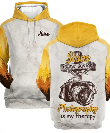 Jesus Is My Savior Photography Is My Therapy Leica Photography Videography All Over Prints BL241024A2LC - Hoodie