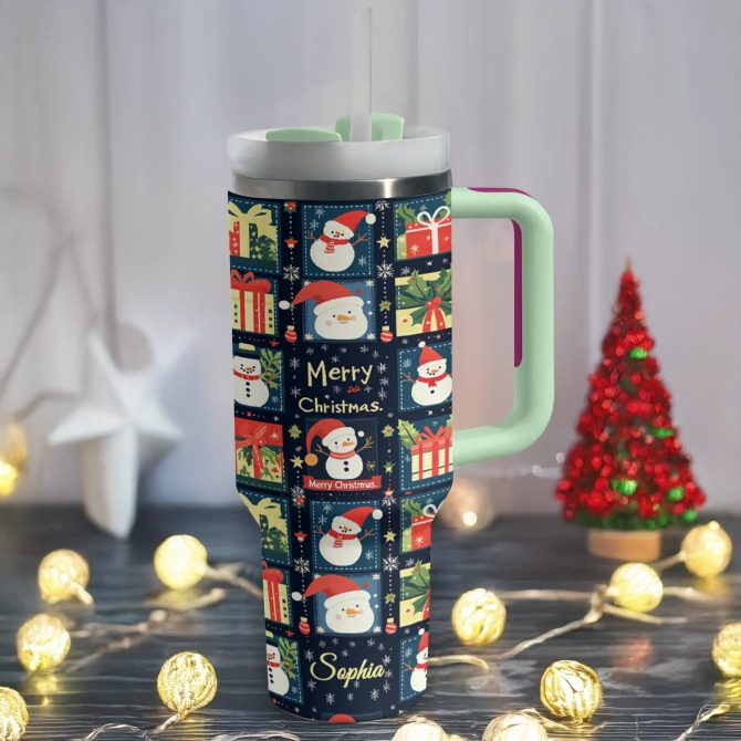 Jolly Christmas Cheer Custom Stanley Quencher 40oz Stainless Steel Tumbler With Handle - Image 3
