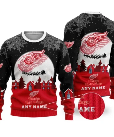 NHL Detroit Red Wings Personalized Name Christmas Ugly Sweater Design ST2306