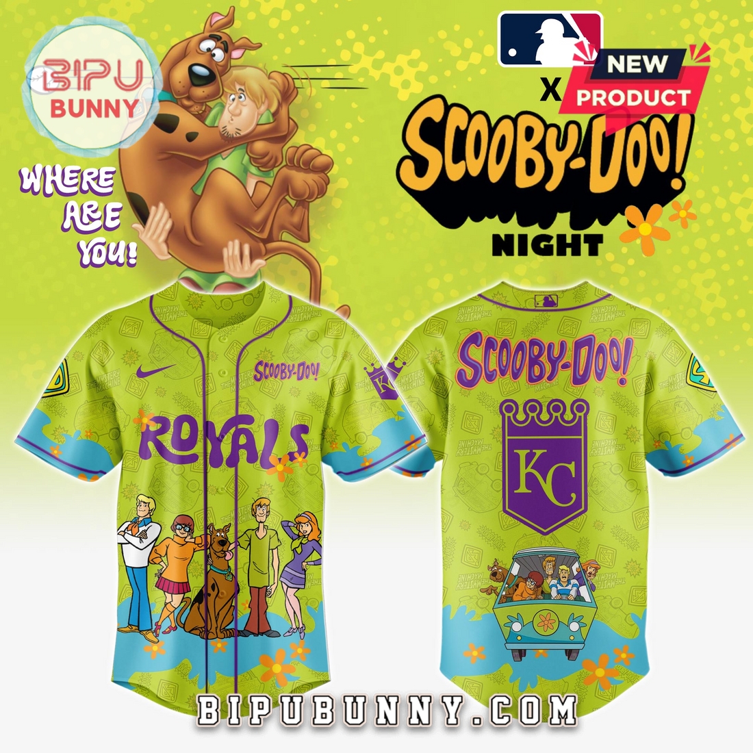 Kansas City Royals MLB x Scooby Doo Baseball Jersey