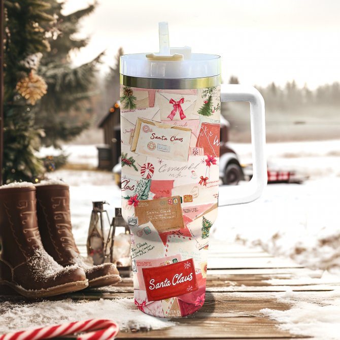 Letters To Santa Christmas Custom Stanley Quencher 40oz Stainless Steel Tumbler With Handle - Image 3