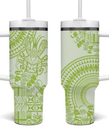 Lime Green Niue Language Week The Rock Coconut Crab Siapo Custom Stanley Quencher 40oz Stainless Steel Tumbler With Handle