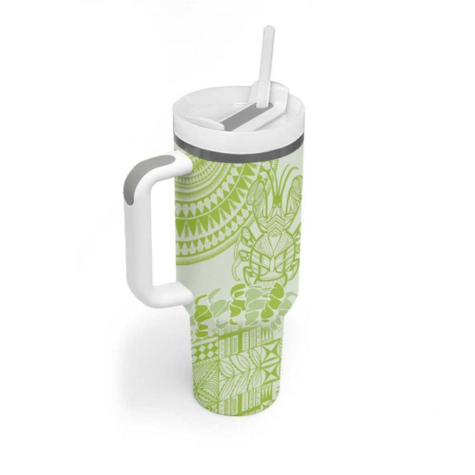 Lime Green Niue Language Week The Rock Coconut Crab Siapo Custom Stanley Quencher 40oz Stainless Steel Tumbler With Handle - Image 2