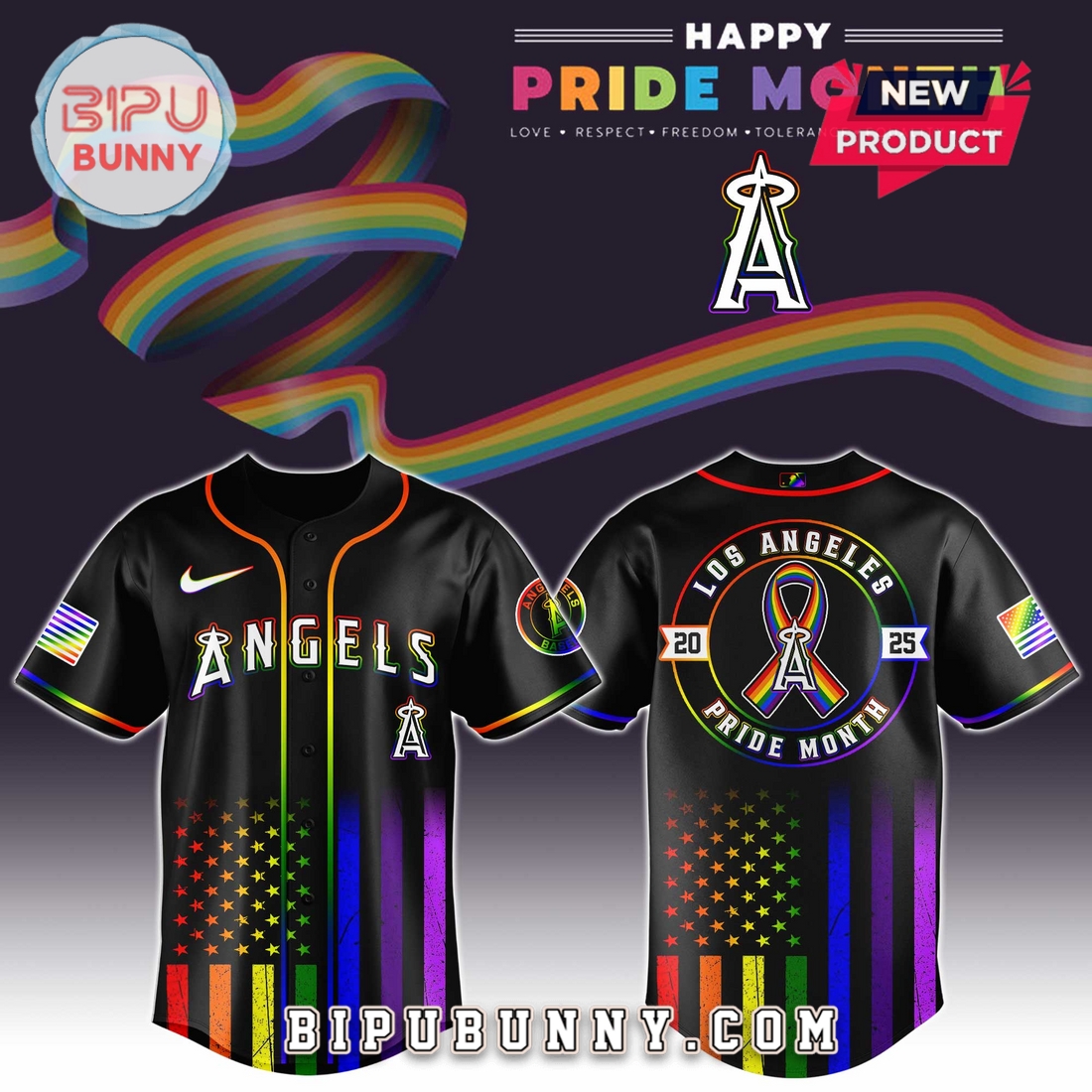 Los Angeles Angels Happy Pride Month Baseball Jersey