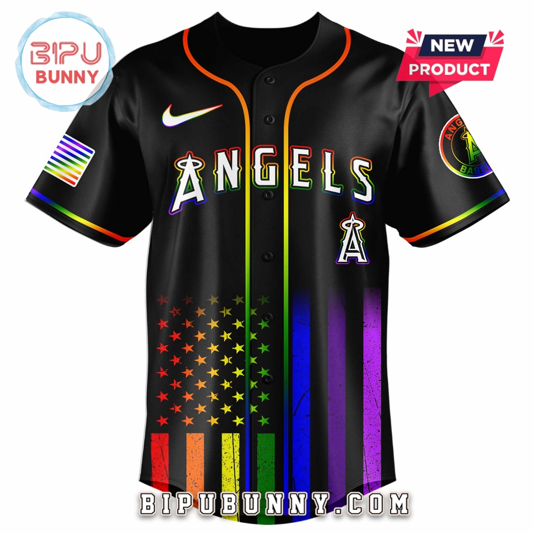 Los Angeles Angels Happy Pride Month Baseball Jersey - Image 2
