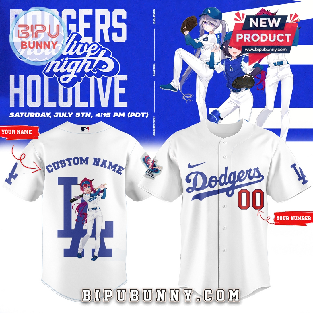 Los Angeles Dodgers Hololive Night IRyS Baseball Jersey