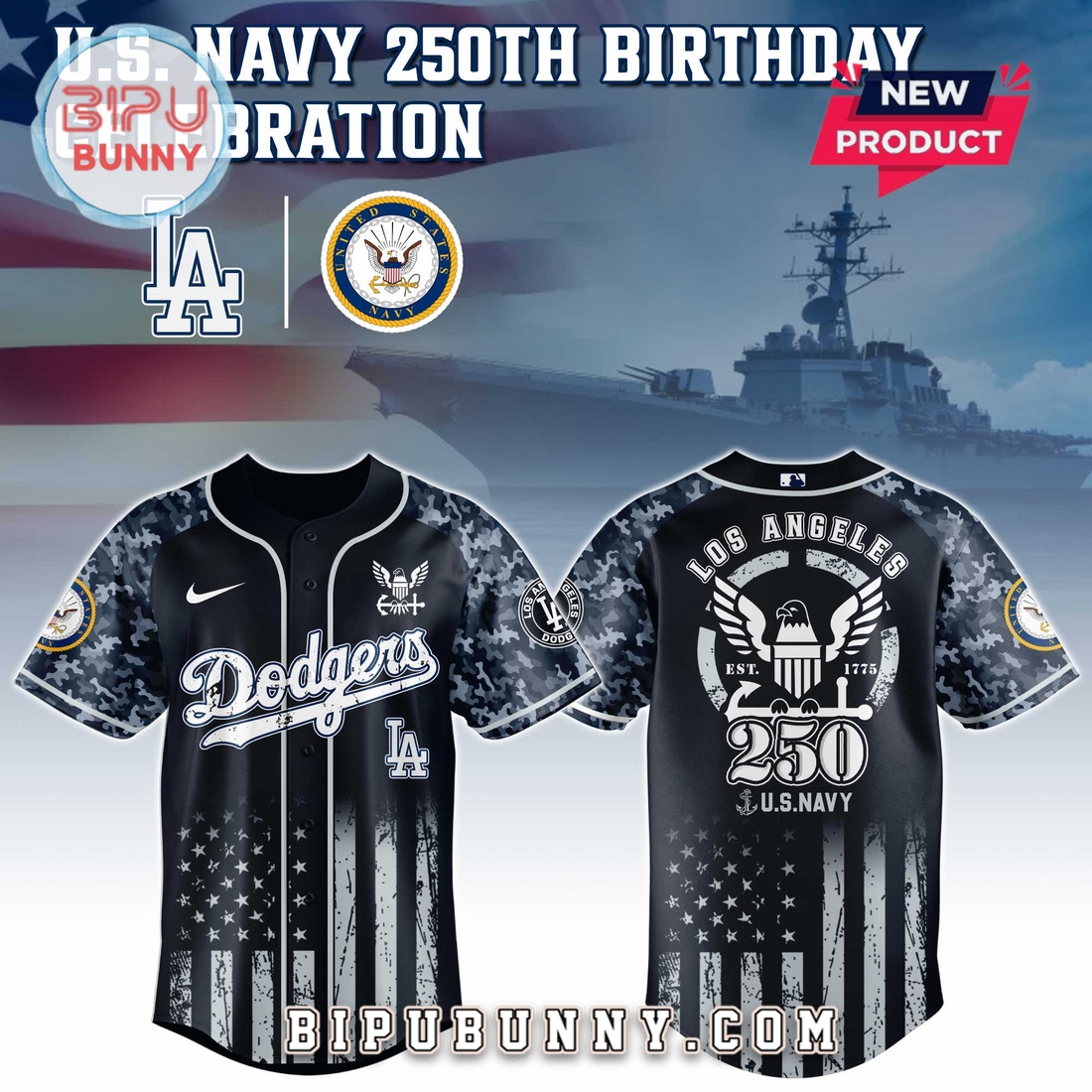 Los Angeles Dodgers MLB x 250 U.S. Navy Baseball Jersey