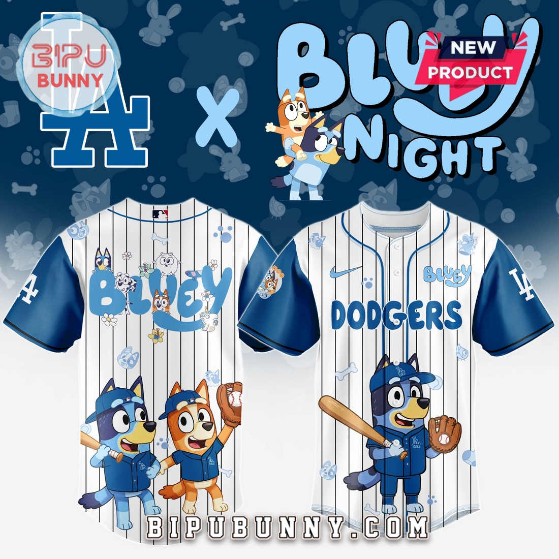 Los Angeles Dodgers MLB x Bluey And Bingo Baseball Jersey - Image 2