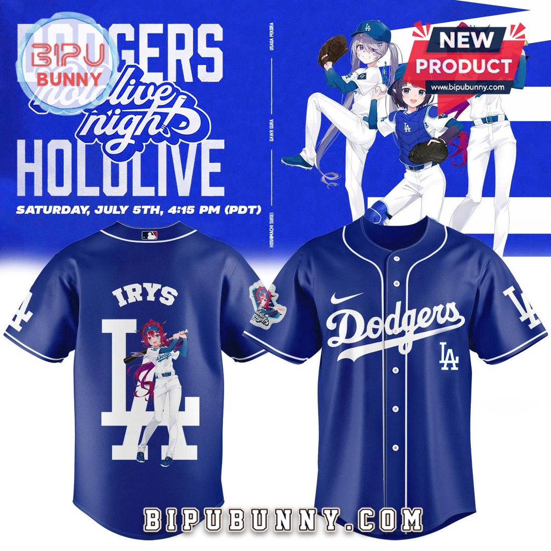 Los Angeles Dodgers x Hololive Night IRyS Baseball Jersey - Image 2