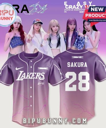 Los Angeles Lakers x Le Sserafim Sakura Baseball Jersey
