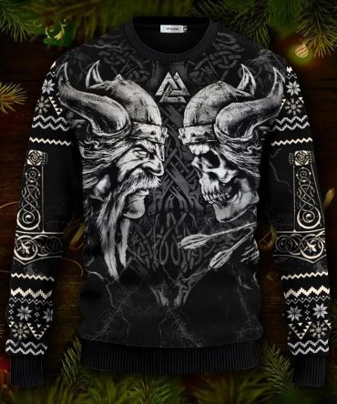 King Viking War Skull Ugly Christmas Sweater