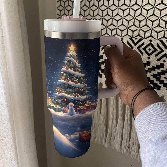 Magical Christmas Tree Custom Stanley Quencher 40oz Stainless Steel Tumbler With Handle - Image 3