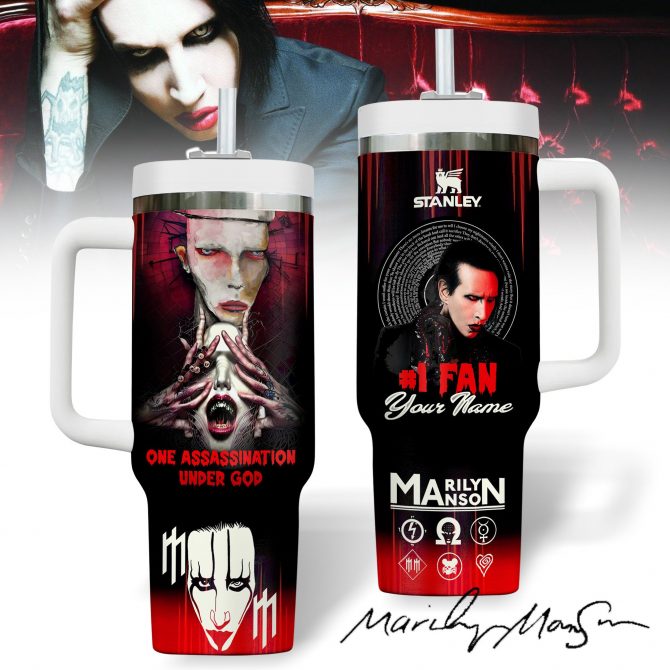 Marilyn Manson Music Custom Stanley Quencher 40oz Stainless Steel Tumbler With Handle