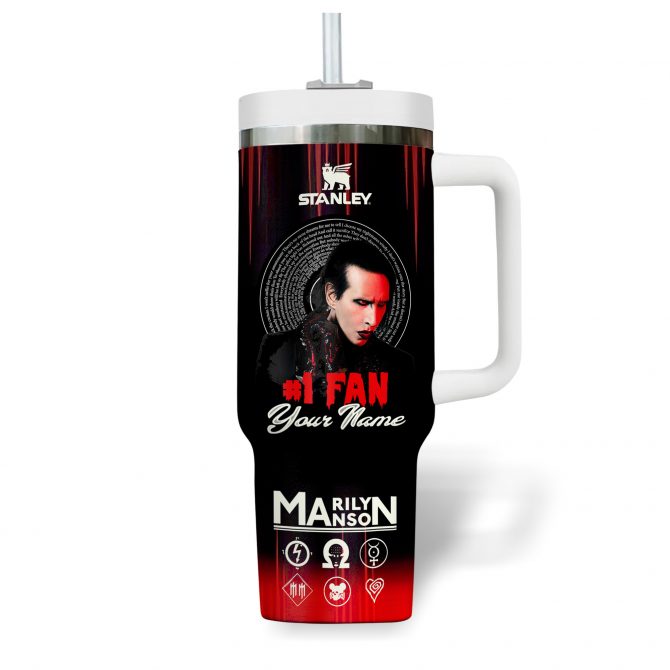 Marilyn Manson Music Custom Stanley Quencher 40oz Stainless Steel Tumbler With Handle - Image 4