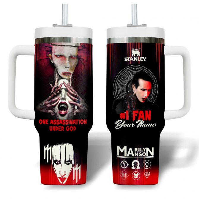 Marilyn Manson Music Custom Stanley Quencher 40oz Stainless Steel Tumbler With Handle - Image 2