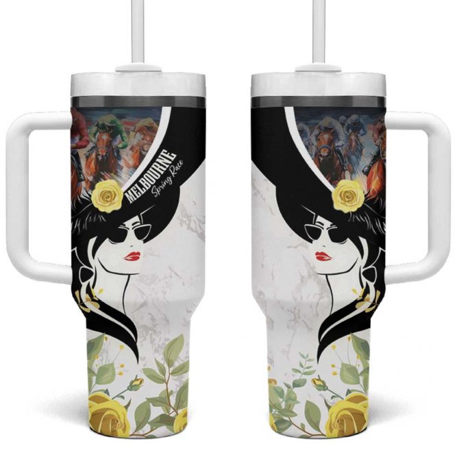 Melbourne Horse Racing Derby Day Custom Stanley Quencher 40oz Stainless Steel Tumbler With Handle - Image 2