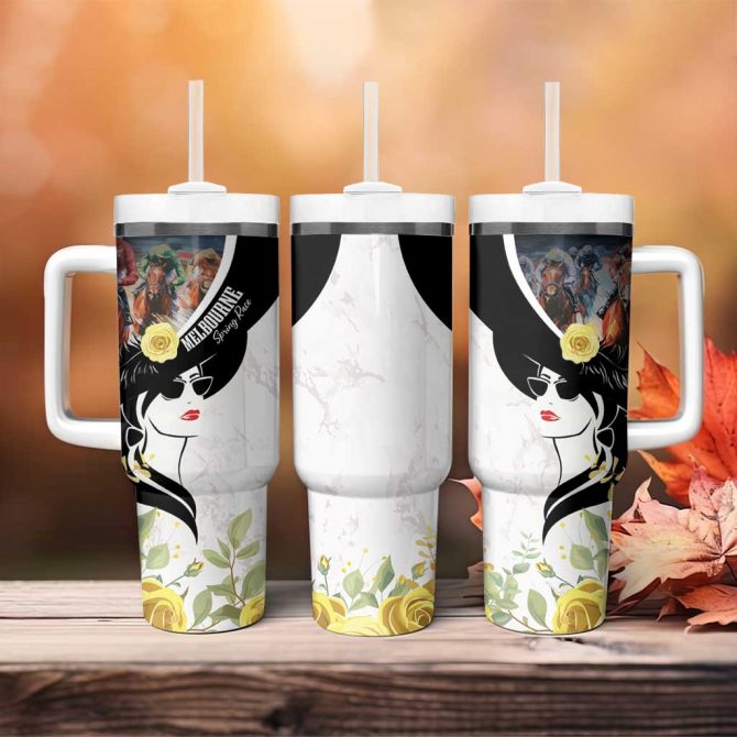Melbourne Horse Racing Derby Day Custom Stanley Quencher 40oz Stainless Steel Tumbler With Handle